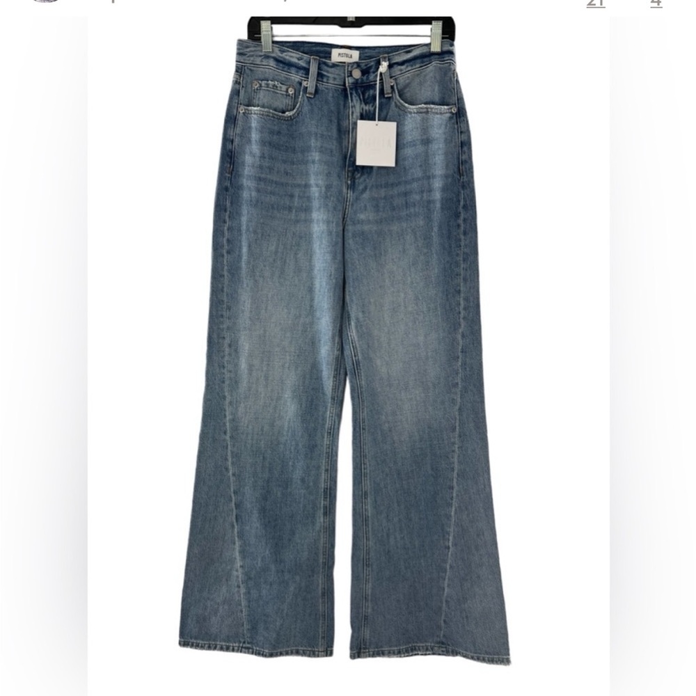 NWT Pistola Relaxed Medium Wash Wide Leg Jeans 28 - Picture 2 of 3